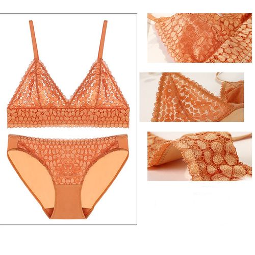 Cloudoon French Lingerie Set Bra For Sexy Women Underwear Orange